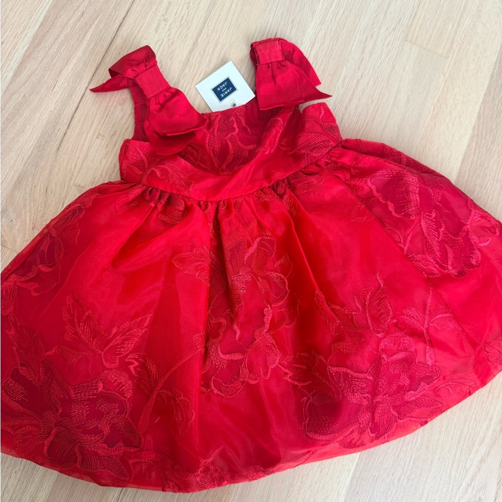 Janie and Jack Scarlet Dress with Bow Accents